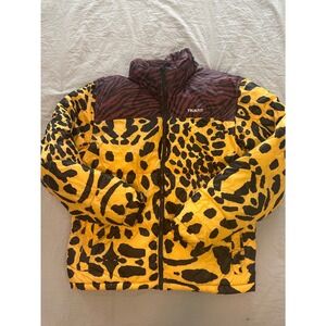Trukfit Respect Few Puffer Jacket Yellow Leopard Burgundy Zebra Print Mens Small